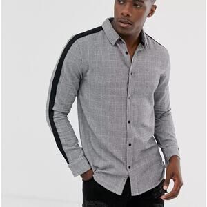 Brave Soul Dress Shirt  Size Medium Black & Gray Plaid